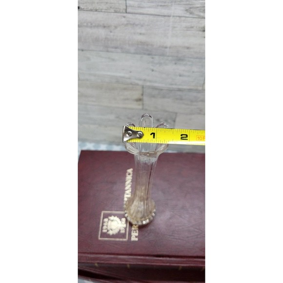 Swung Vase Clear Glass Six fingers garland star base Bud US Glass Co. 8" - Picture 8 of 9